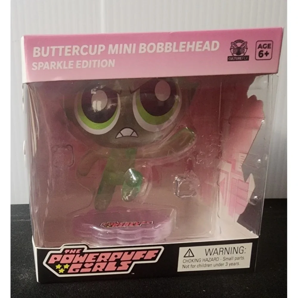 CultureFly Powerpuff Girls Blossom Buttercup Bubbles Glitter Bobble Head Figures